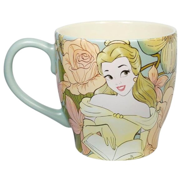 DISNEY Enchanted Beauty Mug Belle Retired Collectible Ceramic Pastel Floral - Picture 5 of 16